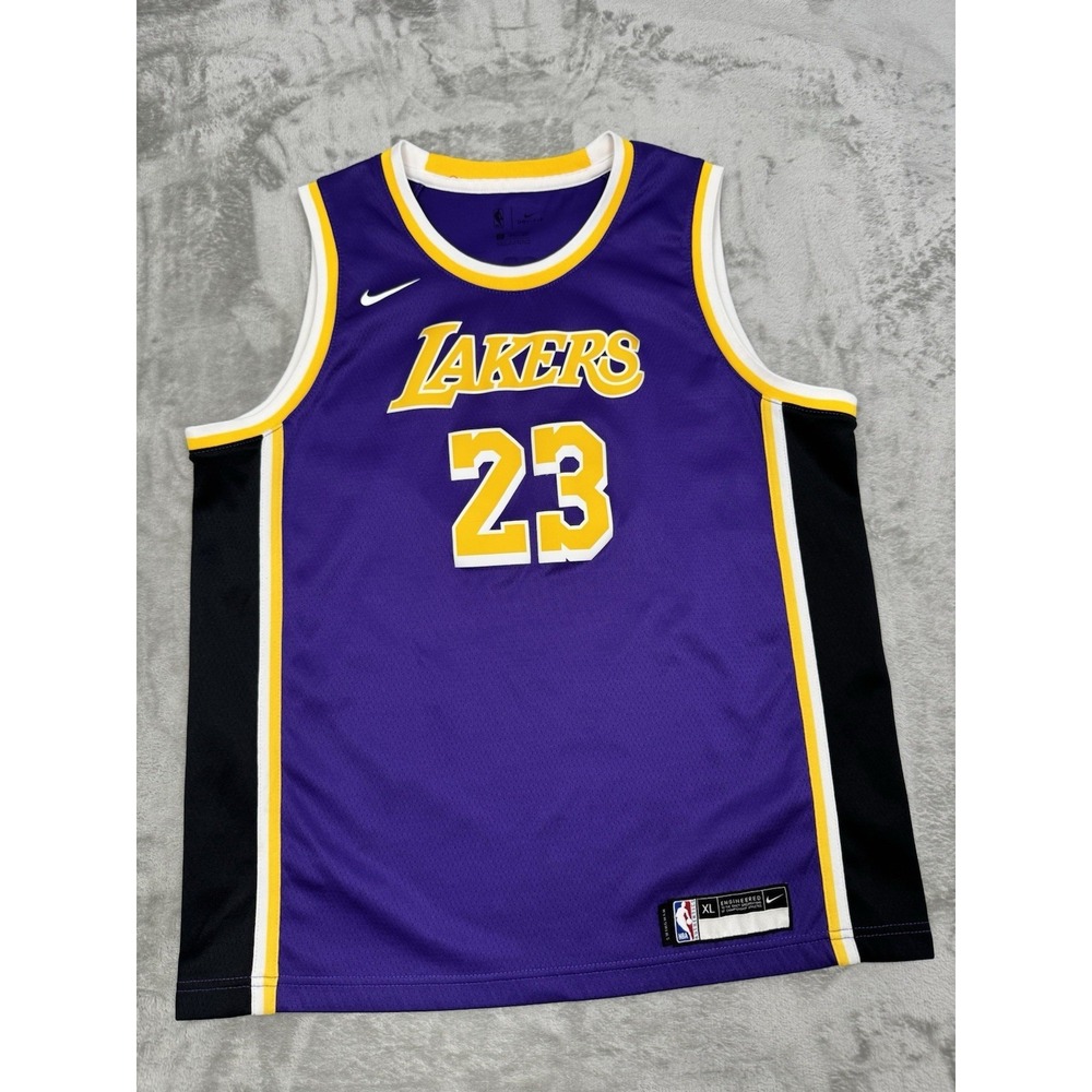 Lebron James LA Lakers Jersey Womens XL Purple Nike Swingman Statement‎ Dri Fit